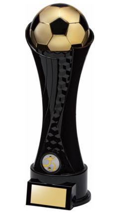 Golden Ball, Black "Cloak" Football Tower Trophy - 16cm