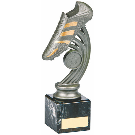 1594B Gunmetal Football Boot Trophy on Marble 20cm