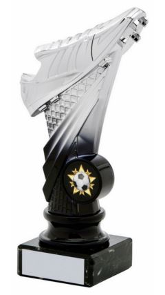 2 Tone Silver/Black Avastar Football Boot Trophy - 17.5cm