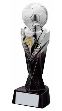 2 Tone Silver/Black Avastar Football Trophy - 18cm