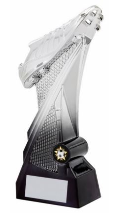 2 Tone Silver/Black Avastar Football Boot Trophy - 20cm